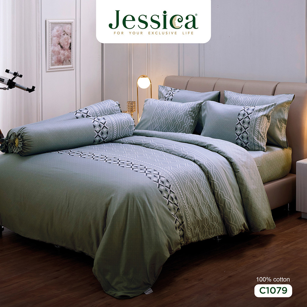 Jessica Cotton Silk Shine C1079 เจสสิก้า พิมพ์ลาย ชุดเครื่องนอน ผ้าปูที่นอน ผ้าห่มนวม ลวดลายได้อย่างสวยงาม
