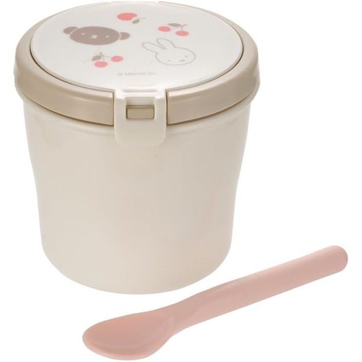 Richell Miffy & Boris Baby Lunch Box with Spoon, 5.3 fl oz (150 ml), Baby Food for Going, Microwave 