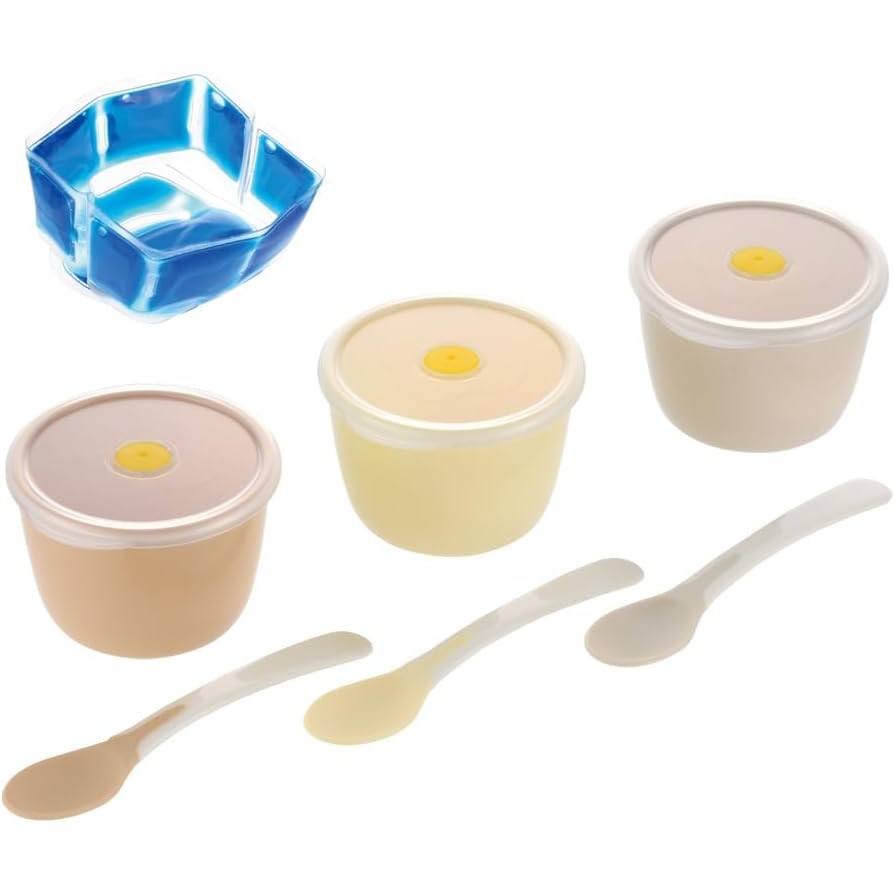 Richell Tri Baby Food Start Cup Set (Includes Ice Pack and Spoon), 1 Pack, 3.4 fl oz (100 ml), 5 Mon