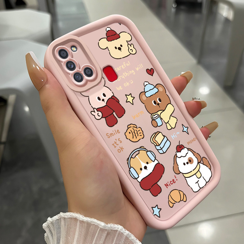 เคสสำหรับ Samsung Galaxy A21s เคสโทรศัพท์สัตว์น่ารักสามสีซิลิโคนกันกระแทก