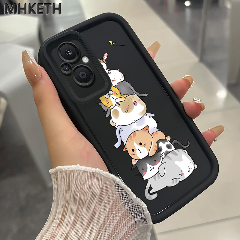 MHKETH เคสสำหรับ OPPO Reno 7Z 5G 8Z 5G 7 Lite 5G 8 Lite 5G เคสโทรศัพท์ลายการ์ตูนแมวน่ารัก