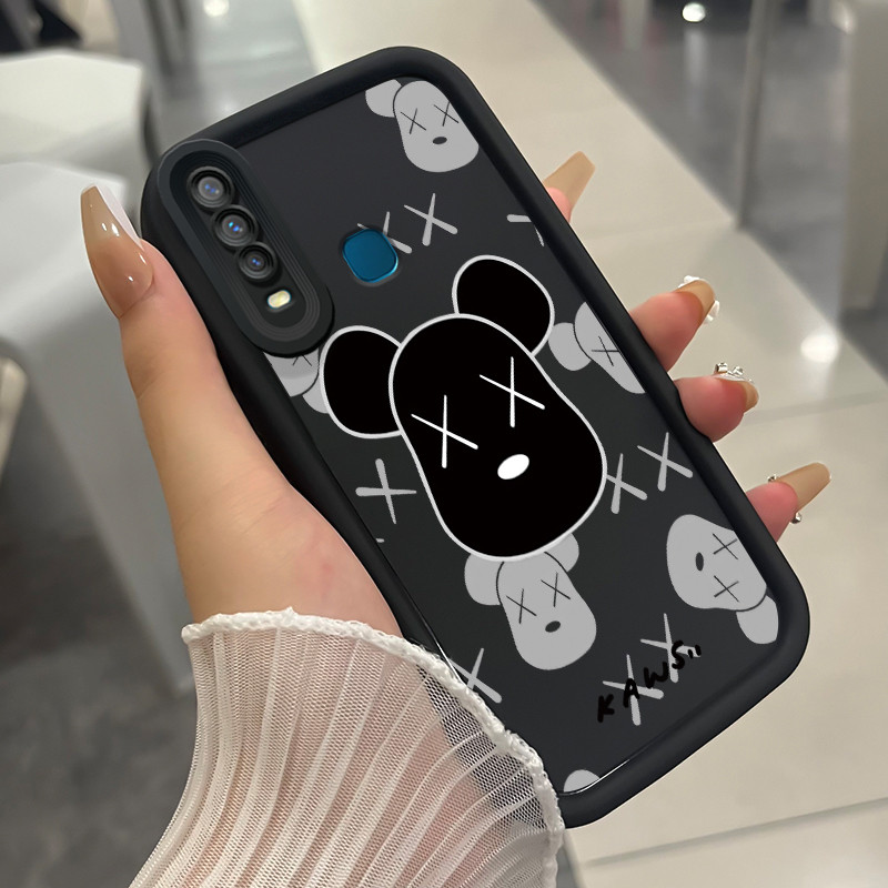 เคสสำหรับ VIVO Y17 Y15 Y12 Y12i Y3 Y3s 2020 เคสโทรศัพท์หมีสามสีซิลิโคนกันกระแทก