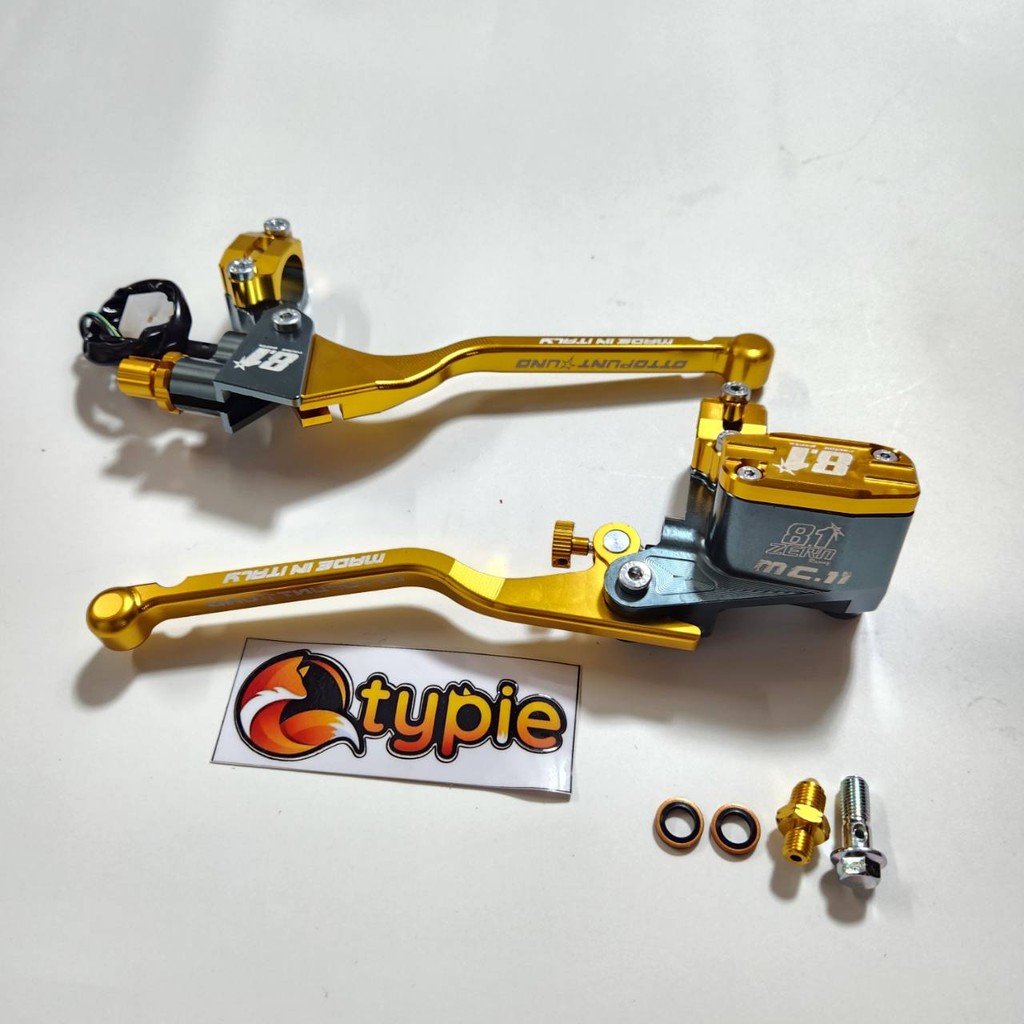 1คู่ ปั๊มบน ZERN8.1 สีทอง งานCNC สต๊อปไฟเบรคซ้าย แปลงใส่ PCX / GIORNO / MSLAZ / TENA / DASH / LS / NOVA-RS / R15 / LEAD