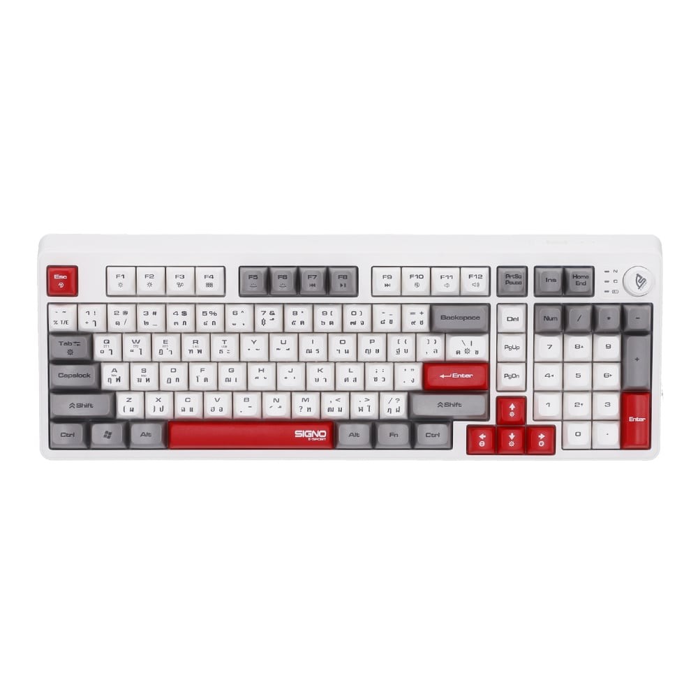 WIRELESS KEYBOARD (คีย์บอร์ดไร้สาย) SIGNO KB-726W EXODUS (WHITE) (RUBBER DOME SWITCH RGB EN/TH)