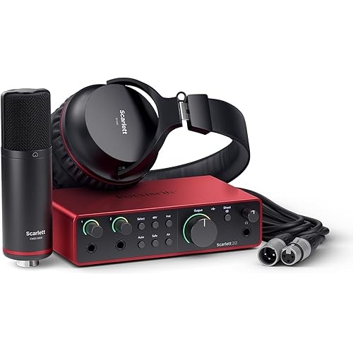 FOCUSRITE Scarlett 2i2 Studio 4th generation USB audio interface bundle for songwriters with condens