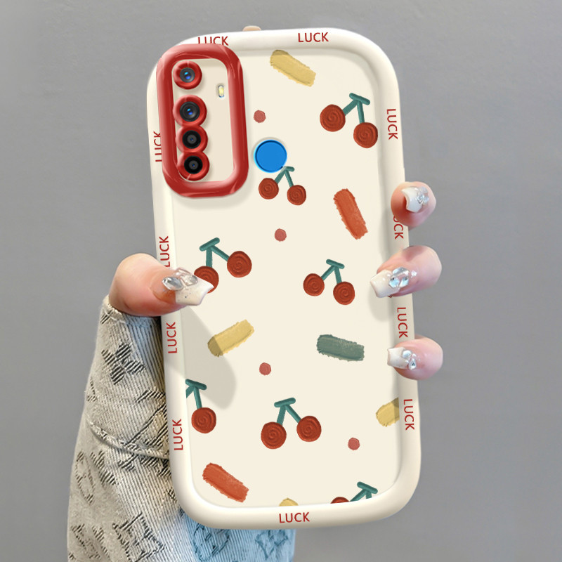 เคสสำหรับ Realme 5 5i 5s 6i C3 C3i เคสโทรศัพท์เชอร์รี่ดอกไม้กันกระแทกป้องกันการตก