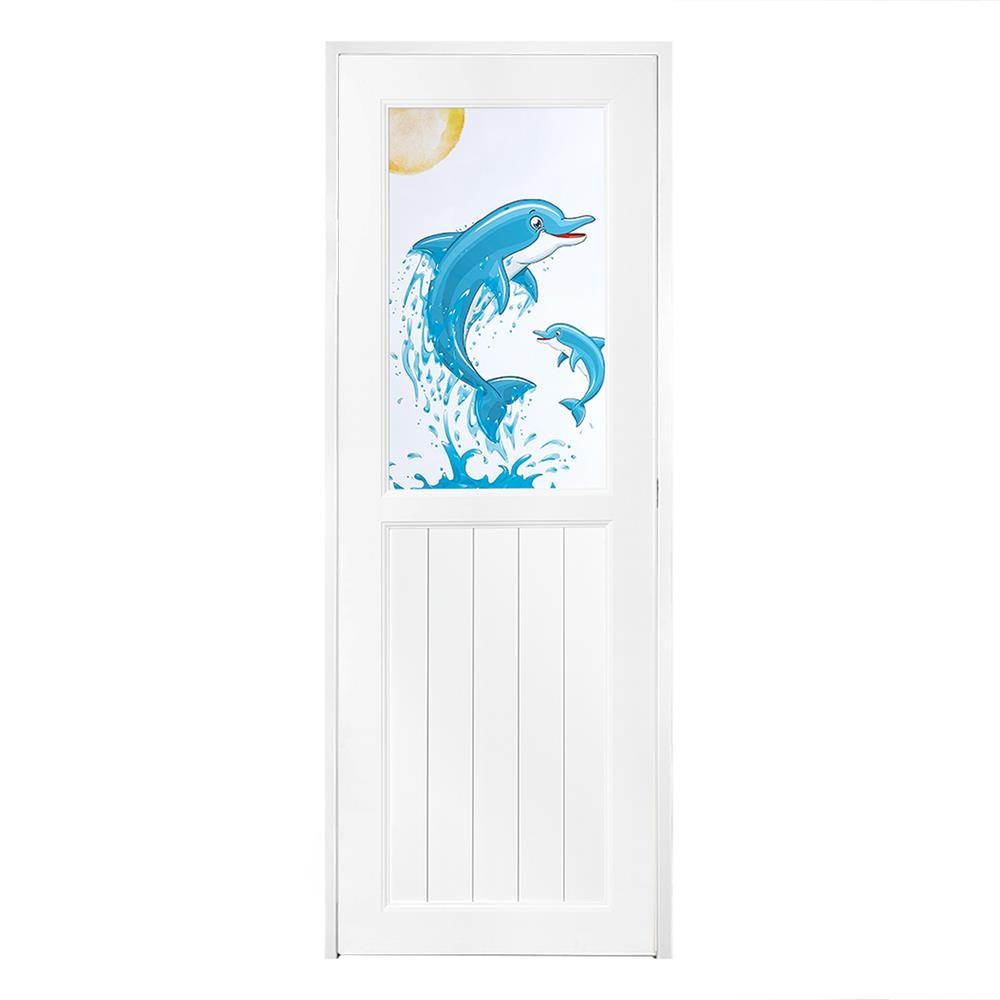 AZLE ประตูห้องน้ำ UPVC ปลาโลมา 70X200 ซม. สีขาว พร้อมวงกบ ไม่เจาะลูกบิด จัดส่งโดย HomePro