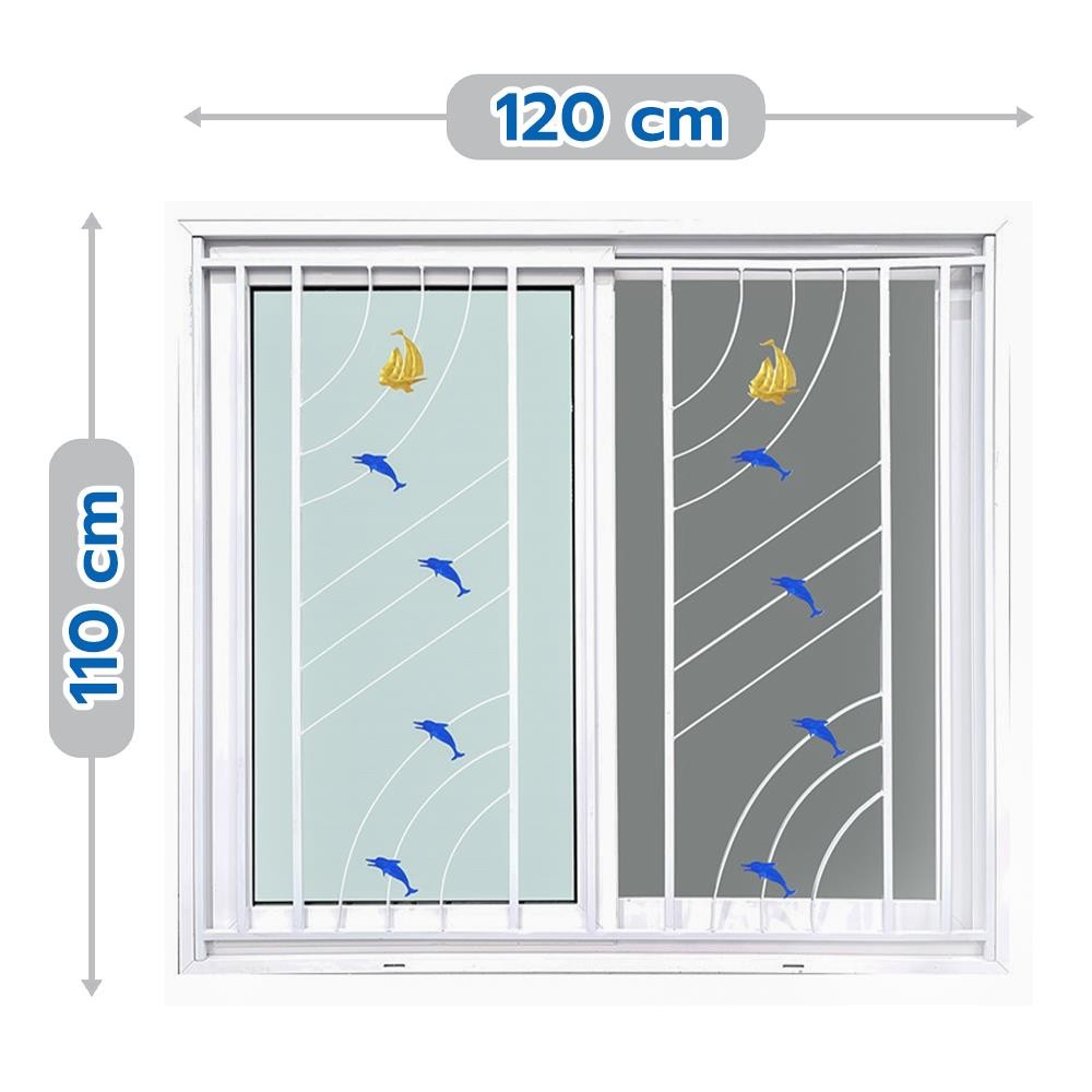WINDOW ASIA หน้าต่างบานเลื่อน UPVC S-S เหล็กดัด มุ้ง ลายทะเล (สี) 120X110 ซม. สีขาว จัดส่งโดย HomePro