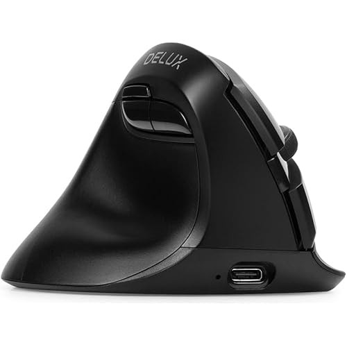 DELUX Ergonomic Mouse Left-Handed Wireless Vertical Quiet for Small Hands 4000DPI Left Hand Recharge