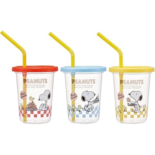 Skater Tumbler with Straw 230ml 3pcs Snoopy 80s Cafe Made in Japan SIH2ST-A