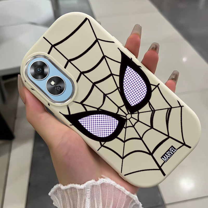 เคสสำหรับ OPPO A17 A17K เคสโทรศัพท์ใยแมงมุมกันกระแทกกลมและอ้วน