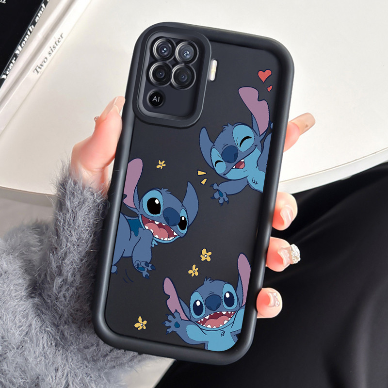 เคสสำหรับ OPPO A74 A95 F19 F19s เคสโทรศัพท์ตะเข็บน่ารักสามสีซิลิโคนกันกระแทก