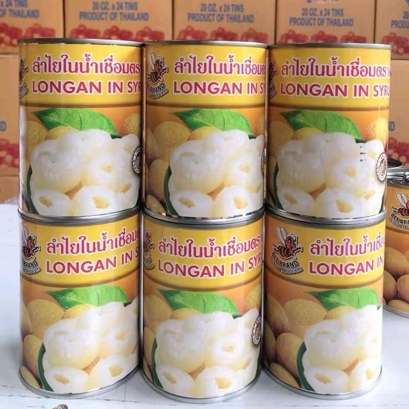 ลำไยกระป๋องตรา ผึ้ง เกรดลูกแตก เกรดบีชุด6กระป๋อง