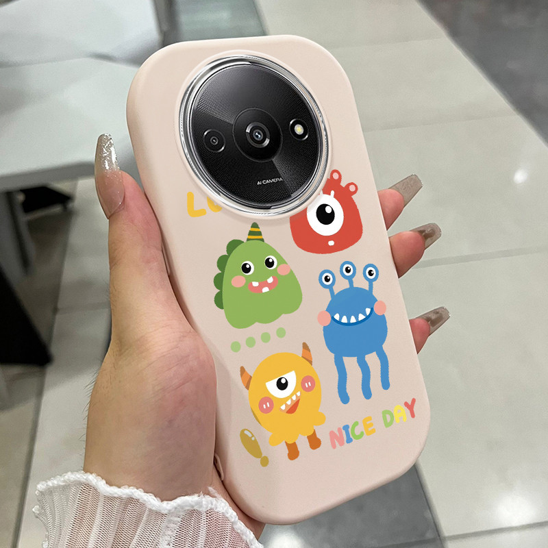 เคสสำหรับ Xiaomi Redmi A3 A3X POCO C61 เคสโทรศัพท์สัตว์ประหลาดน่ารักกันกระแทกกลมและอ้วน