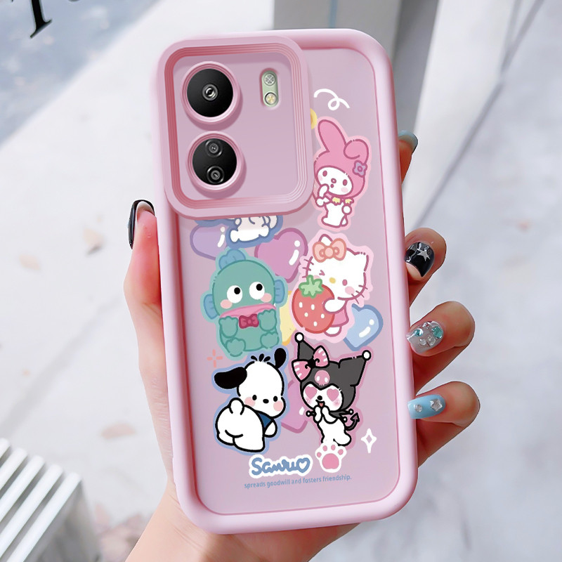 เคสสำหรับ Xiaomi Redmi 13C POCO C65 เคสโทรศัพท์สัตว์น่ารักสามสีซิลิโคนกันกระแทก