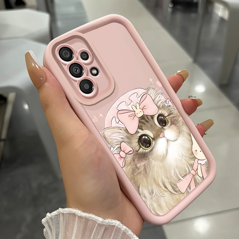 เคสสำหรับ Samsung Galaxy A33 5G A34 5G A53 5G A54 5G A23 A32 เคสโทรศัพท์แมวสวยสามสีซิลิโคนกันกระแทก