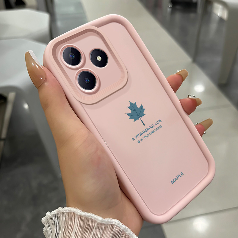 เคสสำหรับ Realme C63 C61 Narzo N63 N61 Note 60 Note 60X เคสโทรศัพท์ใบเมเปิ้ลสามสีซิลิโคนกันกระแทก
