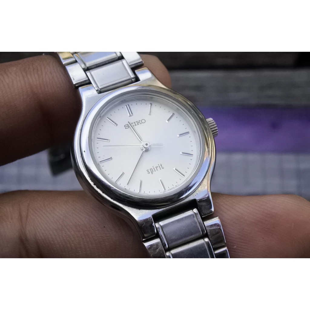 นาฬิกา Vintage มือสองญี่ปุ่น Seiko Spirit 7N01 6480 White Dial ผู้หญิง Quartz ทรงกลม 26mm