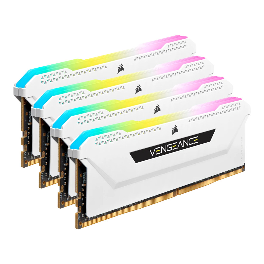 Ram- 64GB (16GBx4) DDR4 3200MHz RAM (หน่วยความจำ) CORSAIR VENGEANCE RGB PRO SL (WHITE) (CMH64GX4M4E3