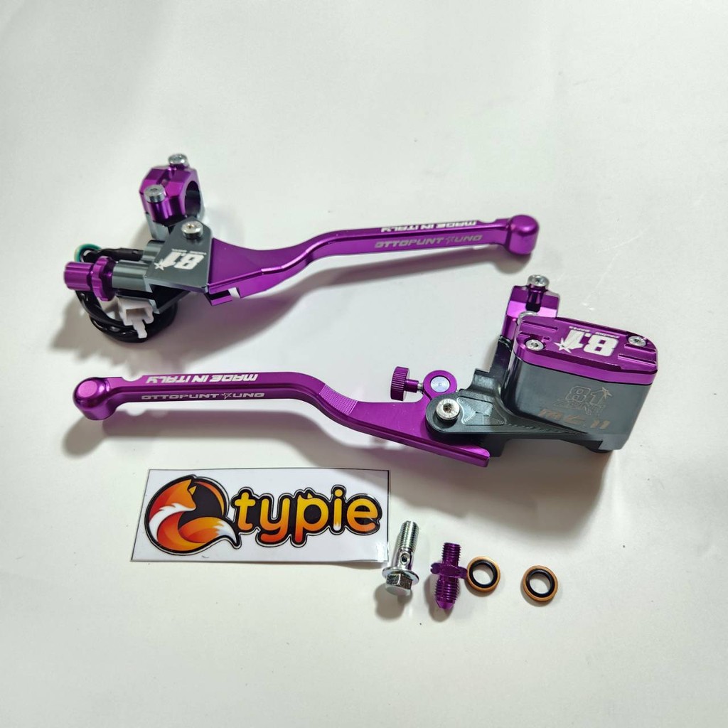 1คู่ ปั๊มบน ZERN8.1 สีม่วง งานCNC สต๊อปไฟเบรคซ้าย แปลงใส่ PCX / GIORNO / MSLAZ / TENA / DASH / LS / NOVA-RS / R15 / LEAD