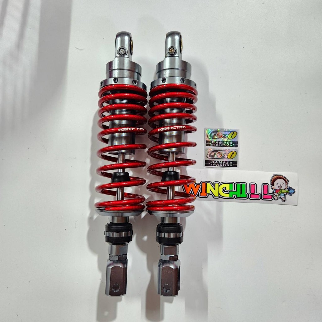 ZERN8.1 โช้คหลัง PCX / XMAX / NMAX สีแดงแก้ว 300 มิล ZERN8.1 แก๊สกึ่งน้ำมัน + สติ๊กเกอร์SAJA