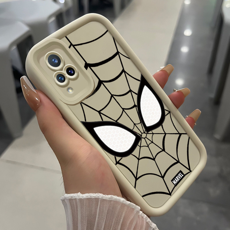 เคสสำหรับ VIVO V21 4G V21 5G เคสโทรศัพท์ใยแมงมุมสามสีซิลิโคนกันกระแทก