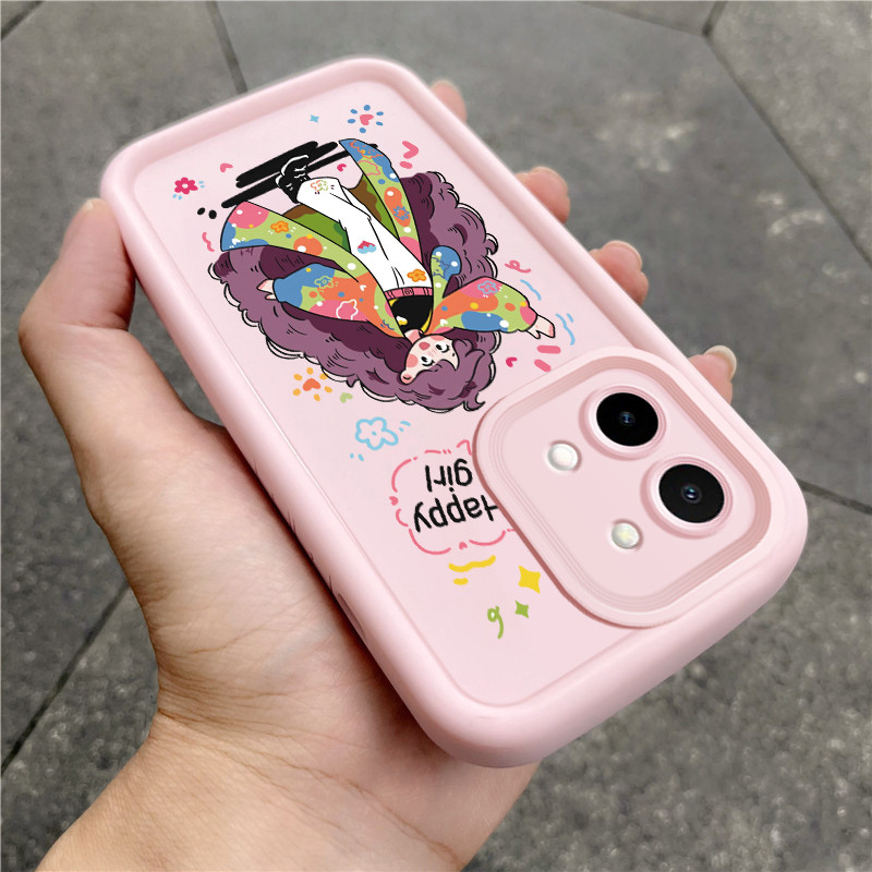 เคสสำหรับ VIVO Y28 2024 เคสโทรศัพท์สาวนําโชคสามสีซิลิโคนกันกระแทก