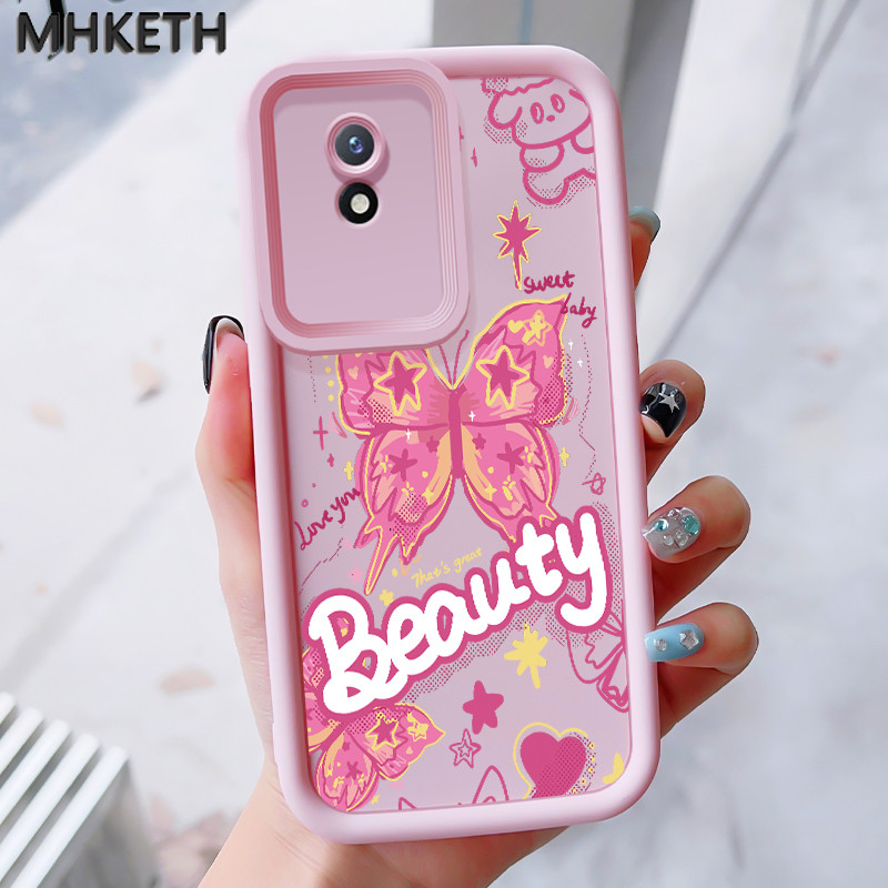 MHKEID เคสสำหรับ VIVO Y02 Y02A Y02s Y02T เคสระเบิดป้องกันซิลิโคนรูปผีเสื้อเคสโทรศัพท์อันสวยงาม ราคา ถูกที่สุด ดีลบีเคเค