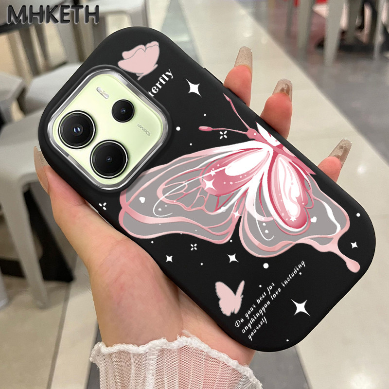 MHKETH เคสสำหรับ Xiaomi Redmi Note 14 5G Note 14 Pro 5G POCO X7 5G POCO X7 Pro 5G เคสรูปผีเสื้อที่สวยงามเคสโทรศัพท์