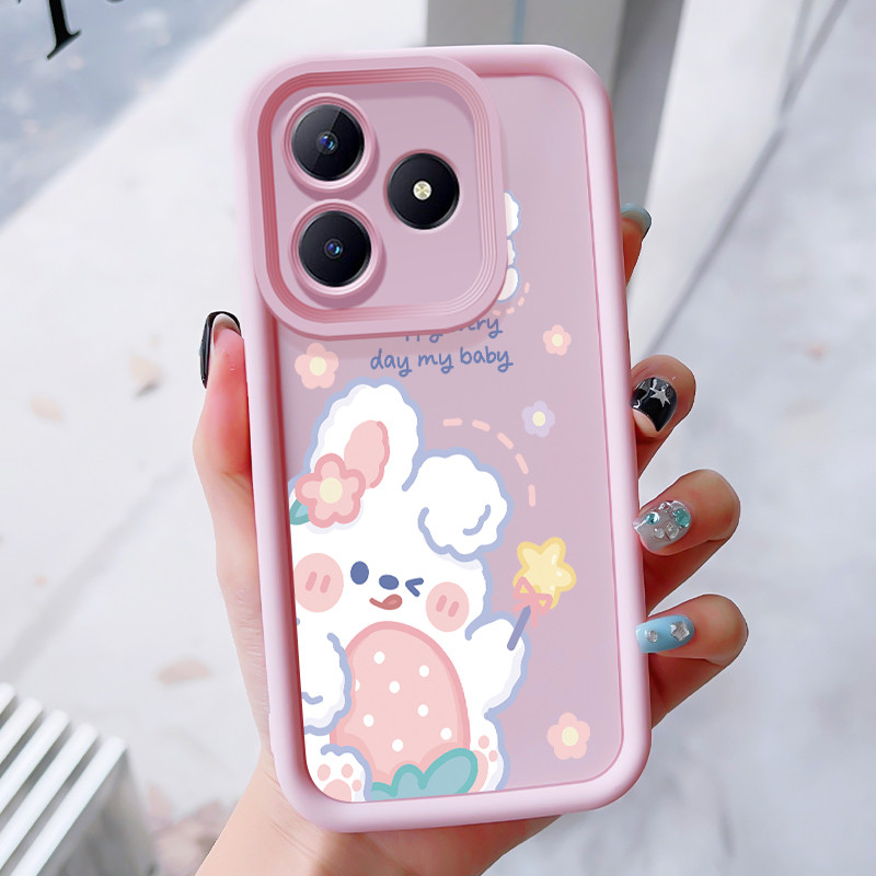เคสสำหรับ Realme C63 C61 Narzo N63 N61 Note 60 Note 60X เคสโทรศัพท์กระต่ายแมวสามสีซิลิโคนกันกระแทก
