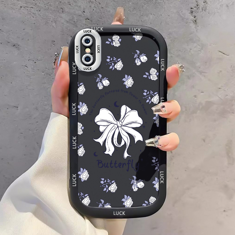 เคสสำหรับ iPhone X Xs Xr Xs Max 7 Plus 8 Plus เคสโทรศัพท์ดอกไม้กุทัณฑ์หมีกันกระแทก