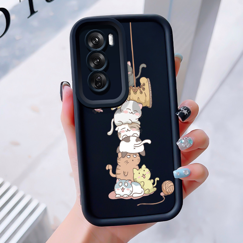 เคสสำหรับ OPPO Reno 12 5G เคสโทรศัพท์สัตว์น่ารักสามสีซิลิโคนกันกระแทก