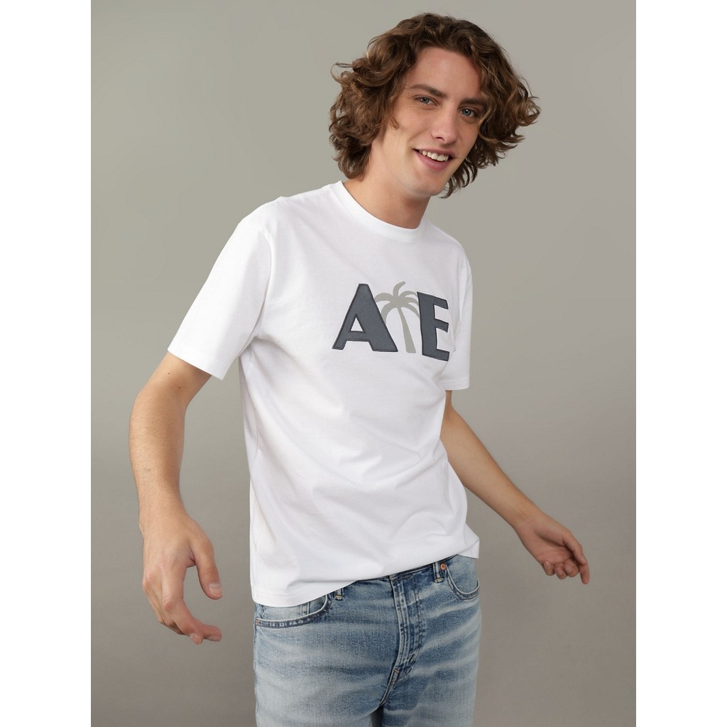 American Eagle เสื้อยืดผู้ชาย G SS SUM 2 OMNI SET IN TEE- PC DYE + SERIOUSLY SOFT WASH สี WHITE - 017-3685-100