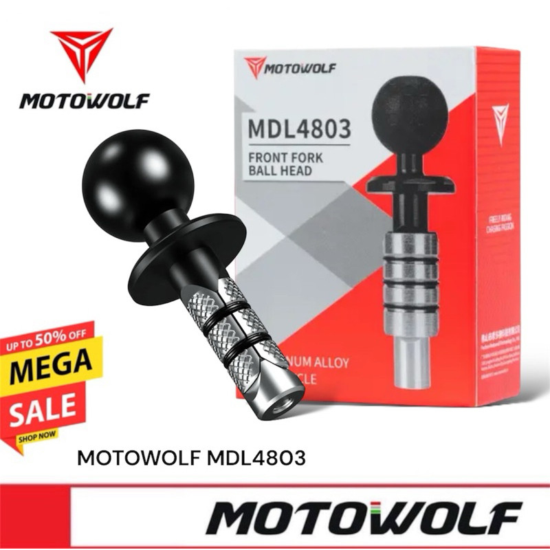 ส่งด่วน⚡️MOTOWOLF MDL 4803 Fork Stem Base Ball Mount ที่ยึดตำแหน่งรูกลางแผงคอโช้คหน้า สำหรับใช้เป็นฐานติดที่จับมือถือและ
