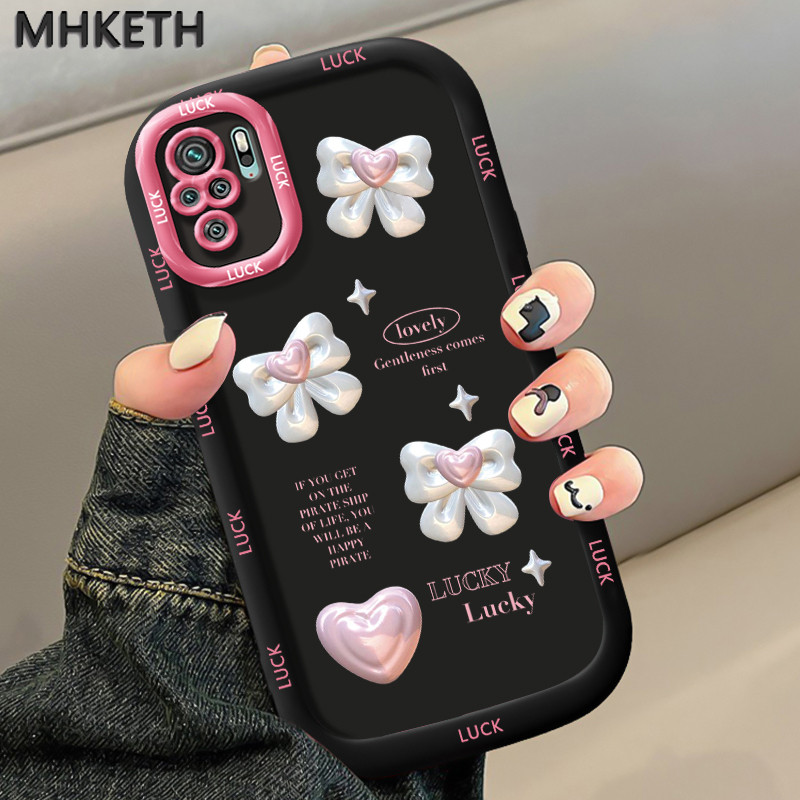 MHKETH เคสสำหรับ Xiaomi Redmi Note 10 4G Note 10s POCO M5s เคสโทรศัพท์รูปโบว์สวยของผู้หญิงขายดีแบบใหม่
