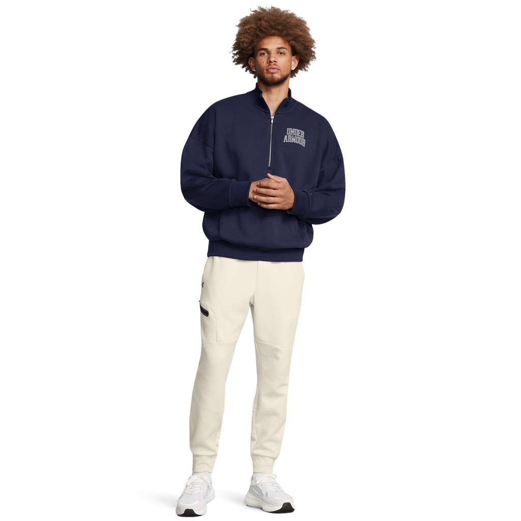 Under Armour เสื้อซิปครึ่งตัวโอเวอร์ไซส์ UA Icon Heavyweight Terry สำหรับผู้ชาย — صورة 4