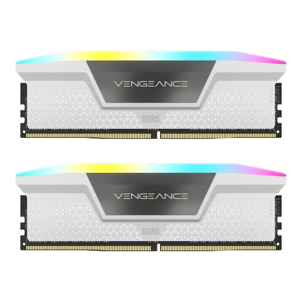 Ram- 32GB (16GBx2) DDR5 6000MHz RAM (หน่วยความจำ) CORSAIR VENGEANCE RGB DDR5 (INTEL XMP) (WHITE) (CM