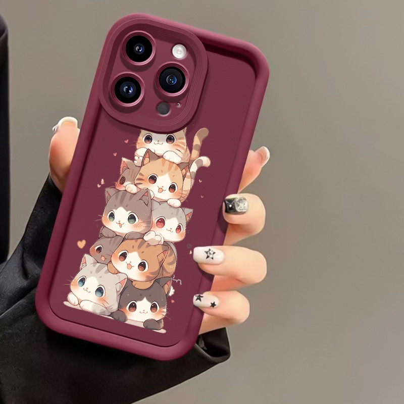 เคสสำหรับ Samsung A12 4G A12 5G F12 M12 เคสโทรศัพท์แมวน่ารักสามสีซิลิโคนกันกระแทก - รูปที่ 5