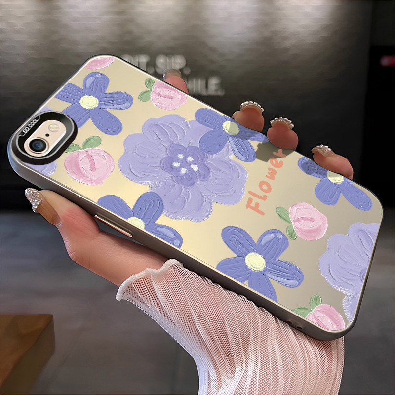 เคสสำหรับ iPhone 6 Plus 6s Plus 7 Plus 8 Plus SE 2020 X Xr Xs Max เคสโทรศัพท์ดอกไม้ภาพวาดสีน้ํามันเปลือกแข็งกันกระแทก