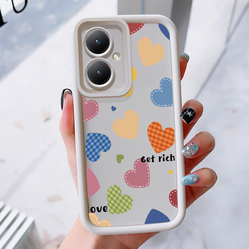เคสสำหรับ VIVO Y27 Y36 4G Y36 5G Y27 5G Y77T Y27s Y35 Y35+ 5G เคสโทรศัพท์มีสีสันรูปหัวใจสามสีซิลิโคนกันกระแทก