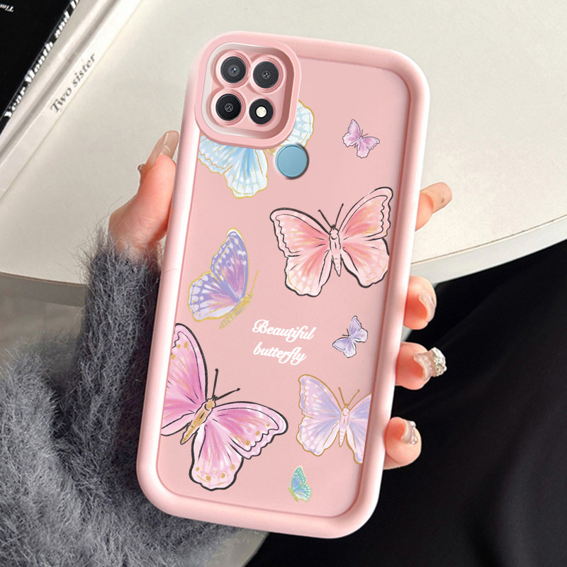 เคสสำหรับ OPPO A15 A15s A35 เคสโทรศัพท์ผีเสื้อดาวสามสีซิลิโคนกันกระแทก