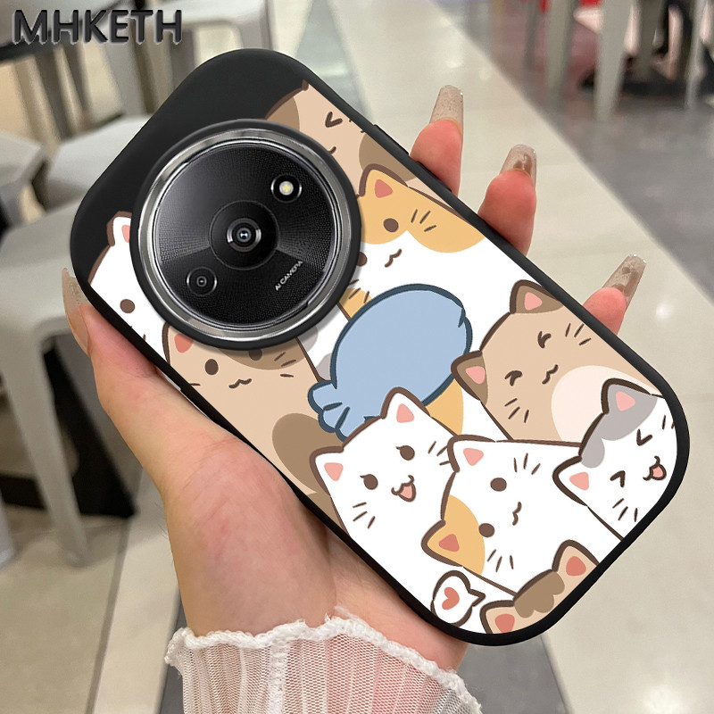 MHKETH เคสสำหรับ Xiaomi Redmi A3 A3X POCO C61 เคสป้องกันโทรศัพท์ตกซิลิโคนรูปแมวการ์ตูน