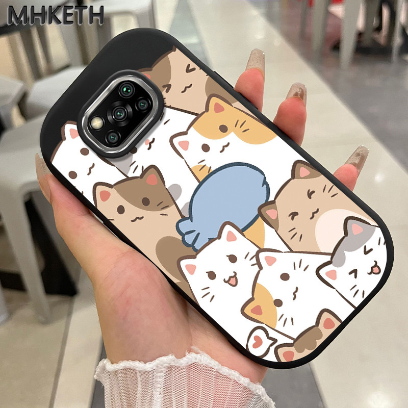 MHKETH เคสสำหรับ Xiaomi POCO X3 Pro X3 NFC F3 13T Pro เคสป้องกันโทรศัพท์ตกซิลิโคนรูปแมวการ์ตูน