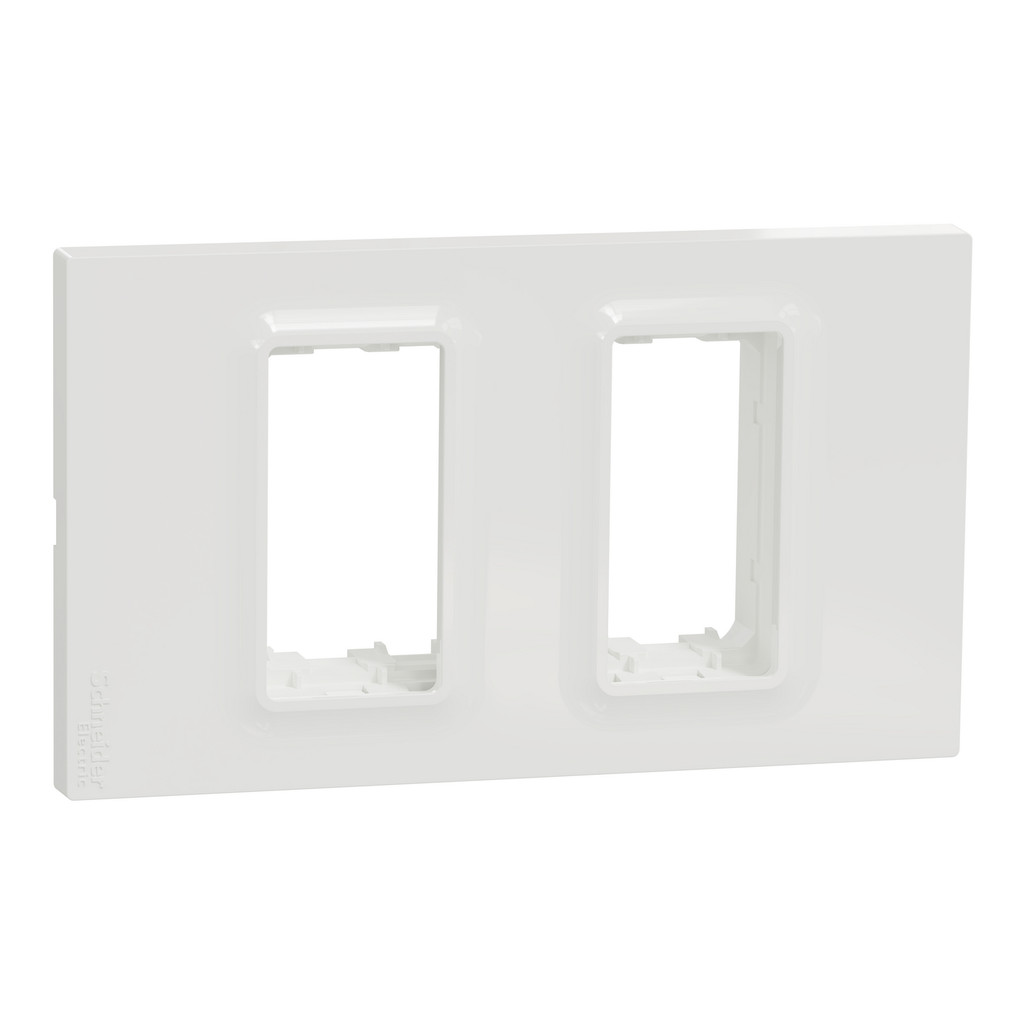 Schneider  Miluz E ฝาครอบ 2 ช่อง Sx2 แบบเงา สีขาว M3TS01XS_WE