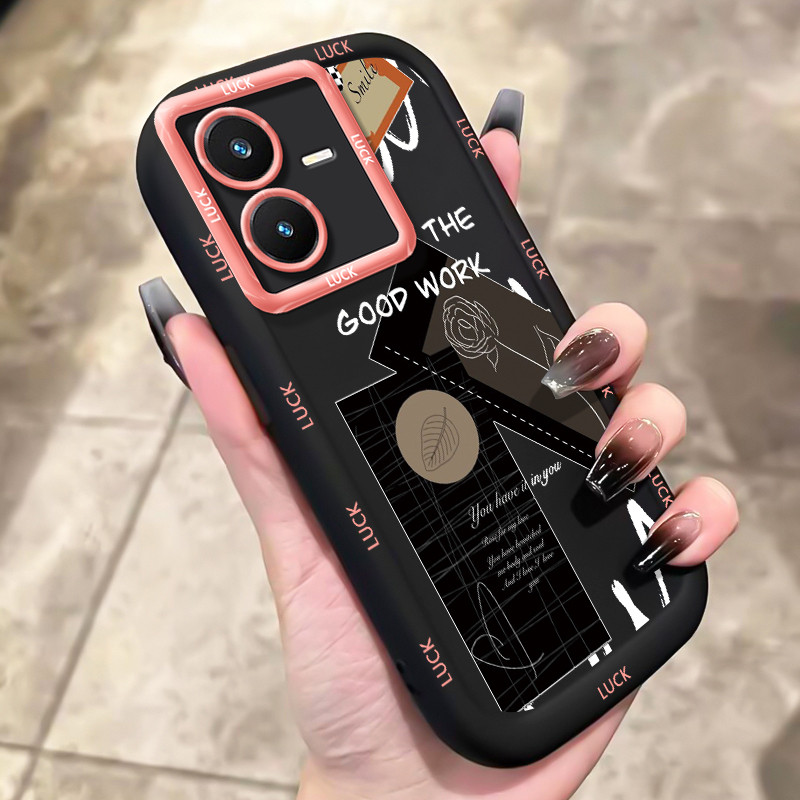 เคสสำหรับ VIVO Y22 Y22s เคสโทรศัพท์รอยยิ้มดอกไม้สูตรกันกระแทกป้องกันการตก