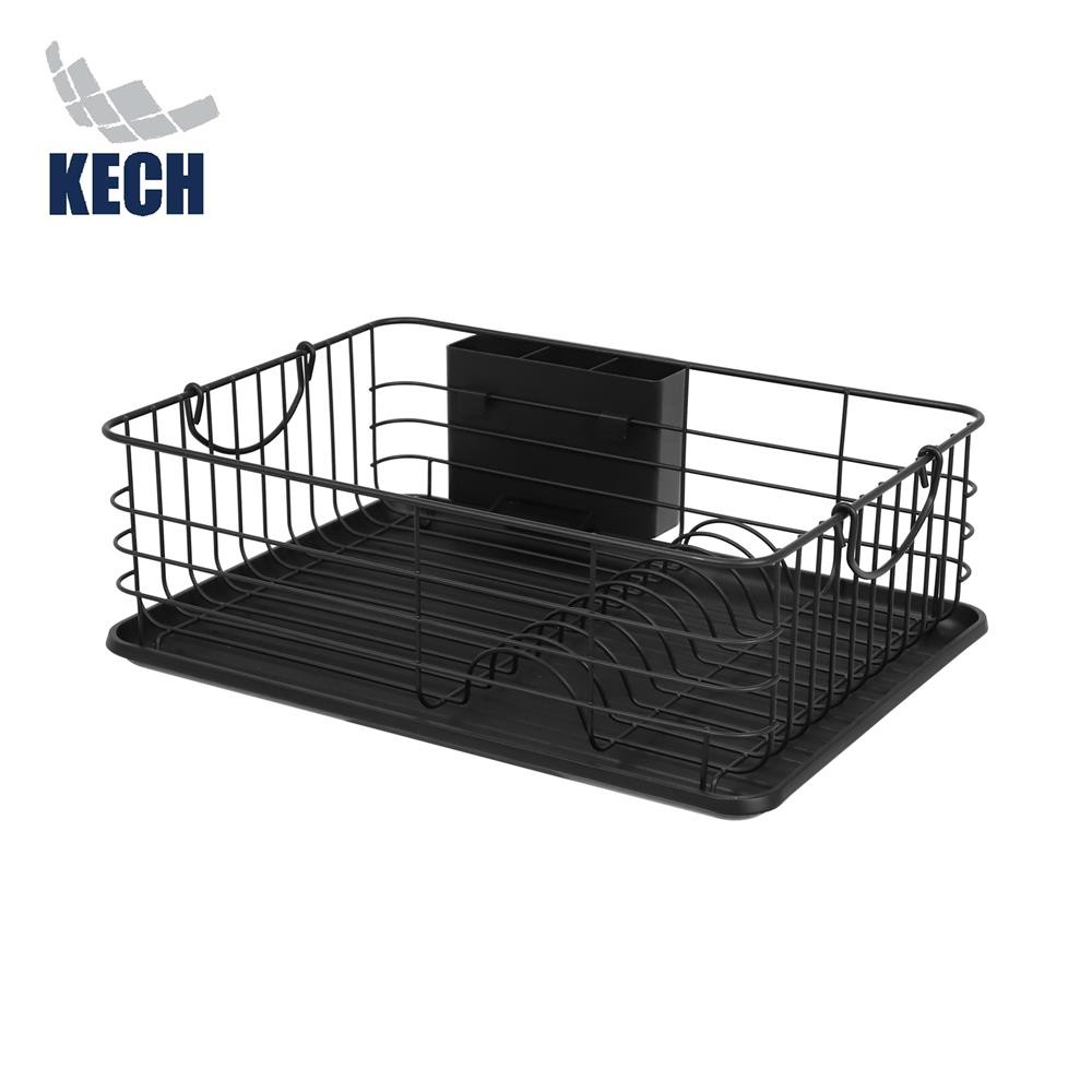 KECH ชั้นคว่ำจานเหล็กพ่นสีดำมีหูจับพร้อมถาดรองน้ำ IRON จัดส่งโดย HomePro