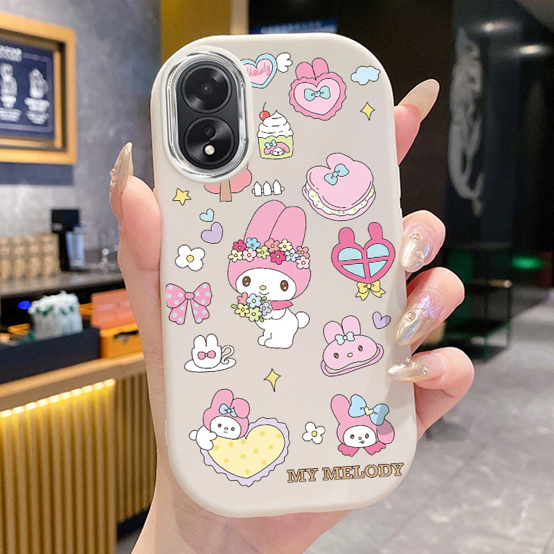 เคสสำหรับ OPPO A18 A38 เคสโทรศัพท์กระต่ายกันกระแทกกลมและอ้วน