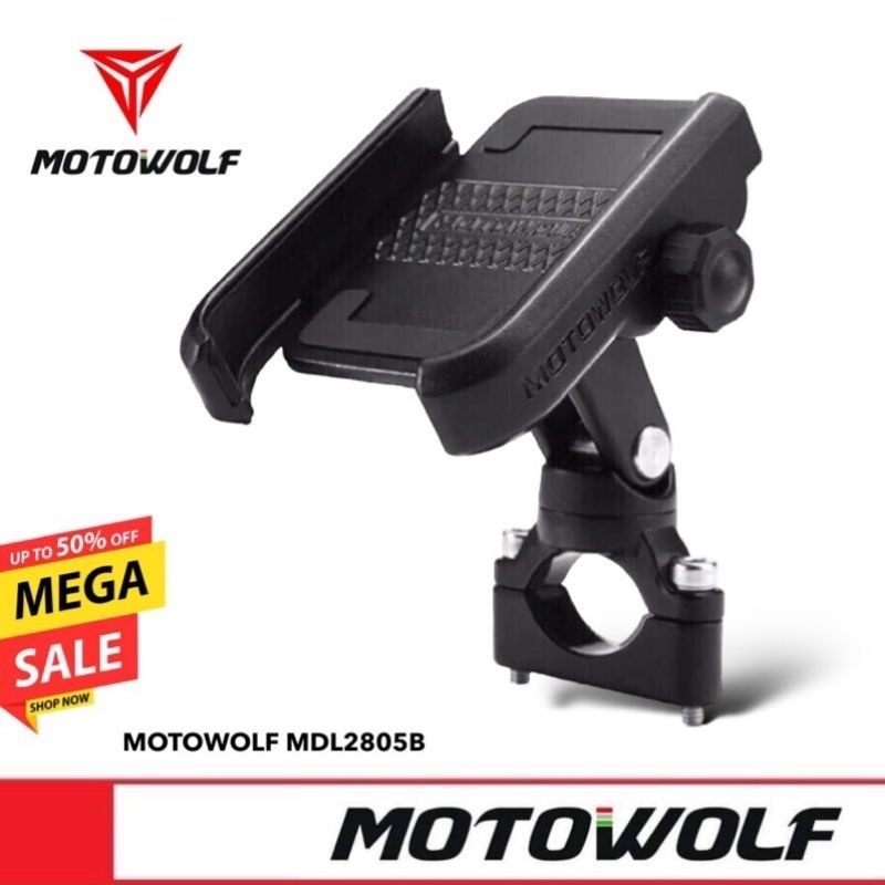 ส่งด่วน⚡️🔥 MOTOWOLF MDL 2805B ของแท้ ‼️ที่จับโทรศัพท์มือถือสำหรับมอเตอร์ไซค์ แบบอลูมิเนียม !!