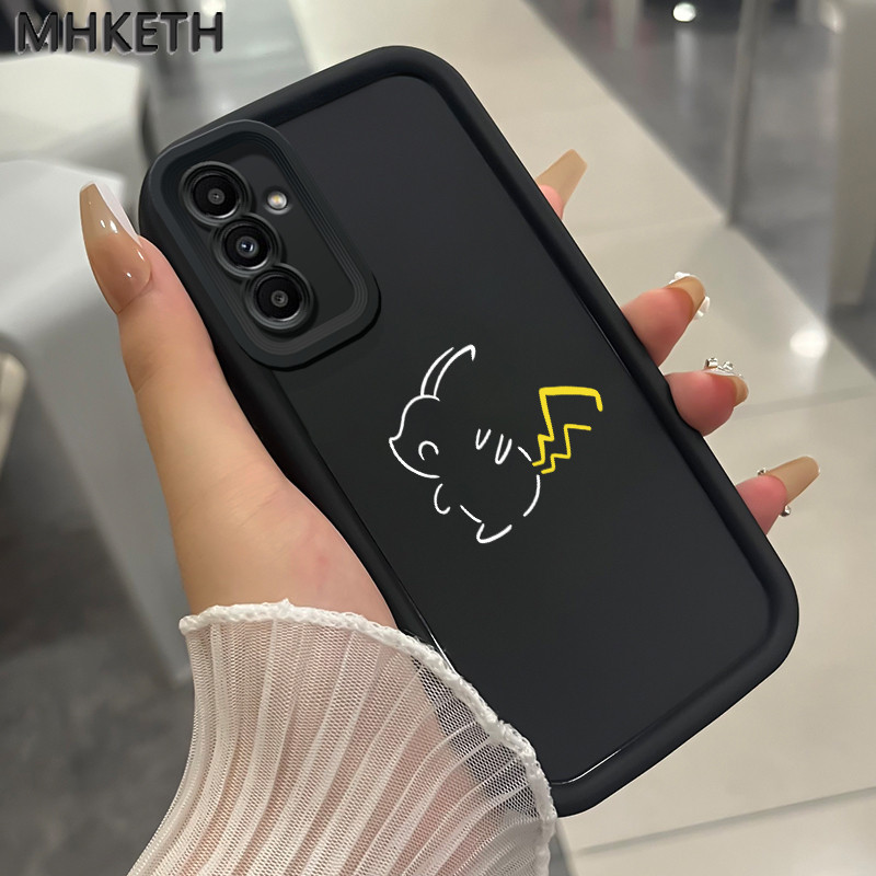 MHKETH เคสสำหรับ Samsung Galaxy A24 เคสโทรศัพท์กันกระแทกลายการ์ตูนแอนิเมชั่นเรียบง่าย