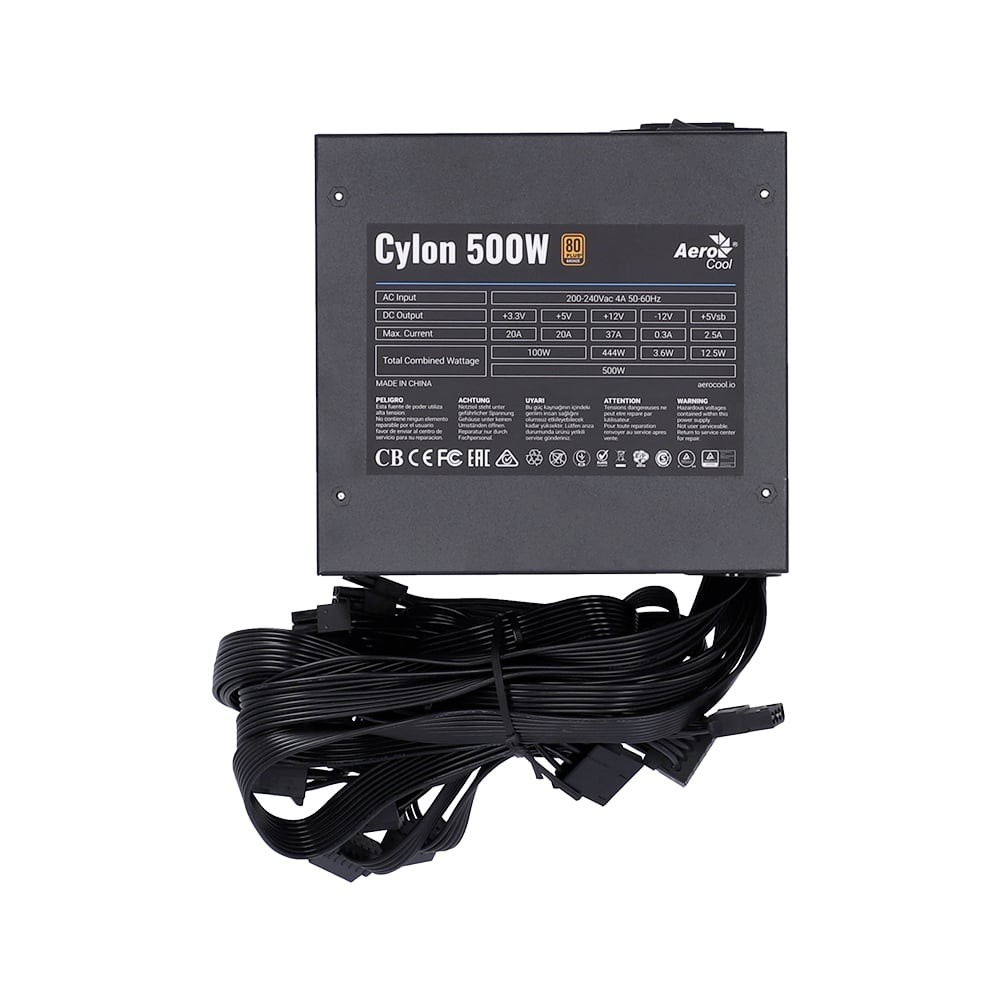 POWER SUPPLY (อุปกรณ์จ่ายไฟ) AEROCOOL CYLON 500W 80 PLUS BRONZE BLACK ATX